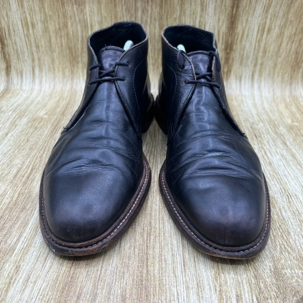 N.D.C Made By Hand‎ Chukka Boots Men's Size 9.5 EU 42.5 Black Leather Shoes
